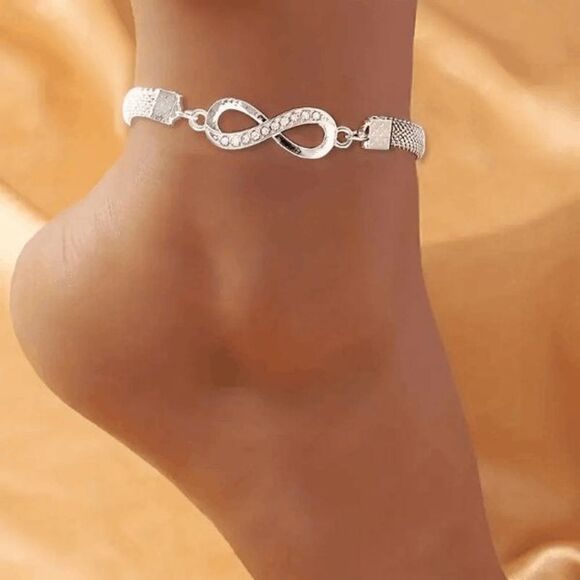 Infinity White Gold Diamond Anklet - Picture 1 of 4